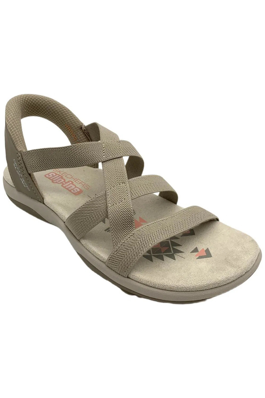 Skechers Women's Slip-ins Reggae Slim Stretch Flex Sandals Taupe - Medium